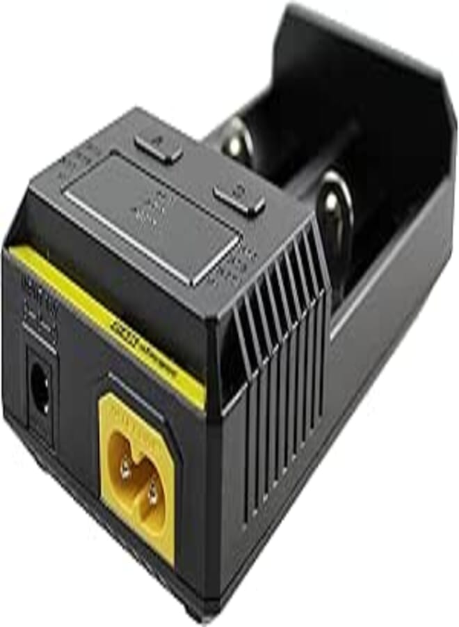 Nitecore NEW i2 Battery Charger, Dual Bay Charger for Batteries, Charging Station for Home and Car, Black